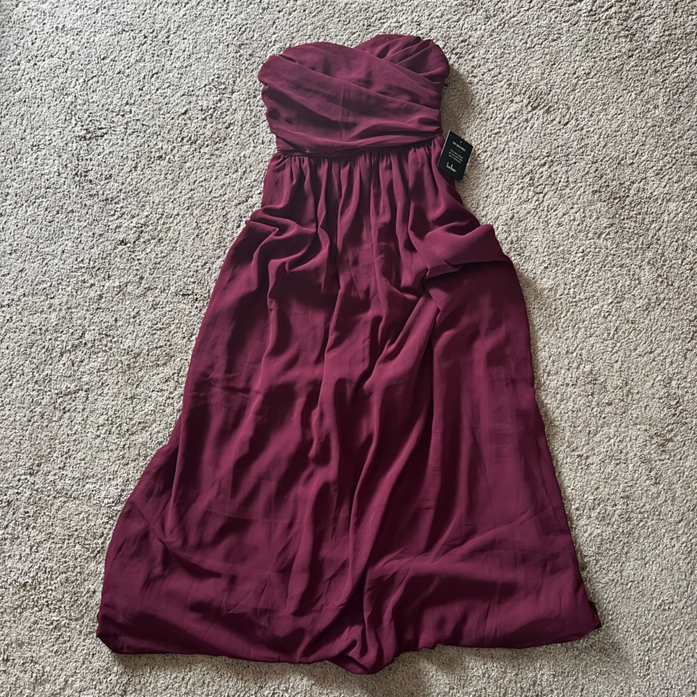 NWT LuLus Maroon Strapless Maxi Formal Dress